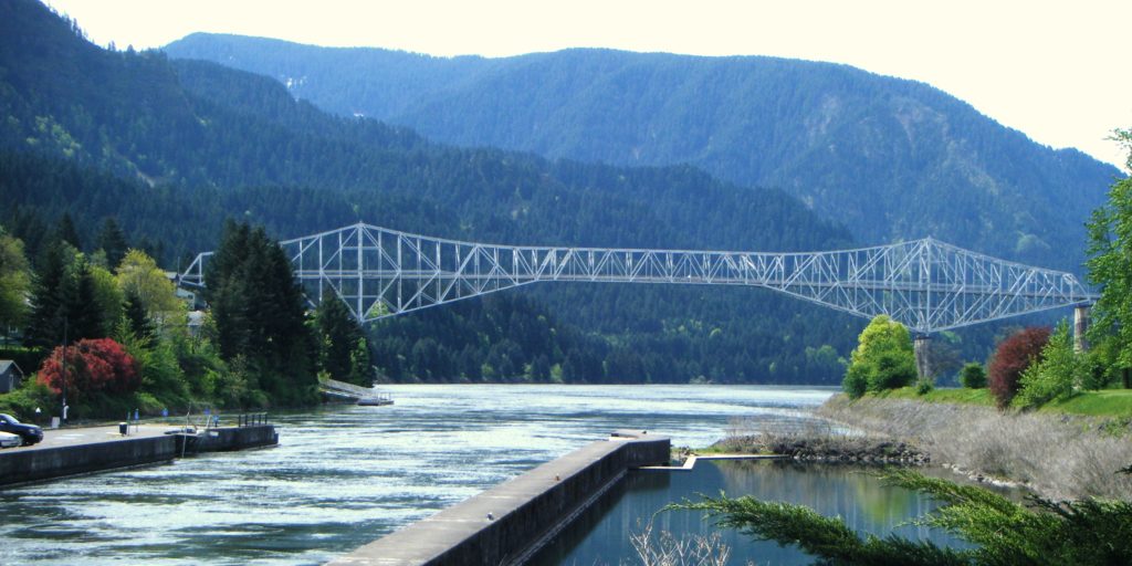 A bridge over the Columbia River Gorge